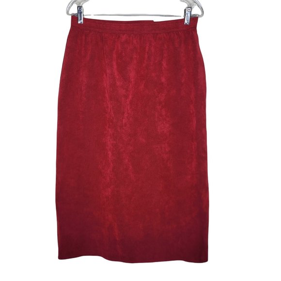 3 Piece Lot Suede Skirts Blue Red Tan Zip Up Back Pockets - Picture 5 of 12